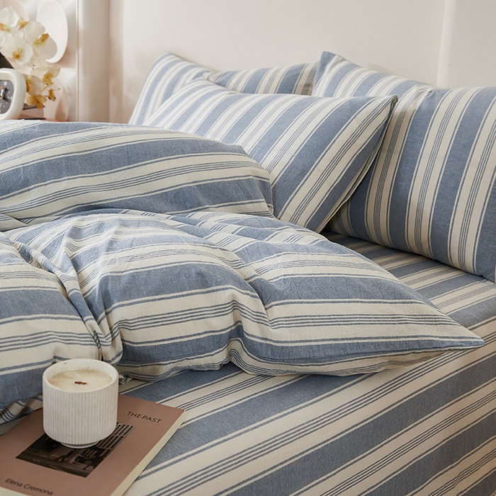 91家纺网 家纺一手货源 找家纺 九沐良品 2025新款全棉色织水洗棉四件套 拉斐尔-兰