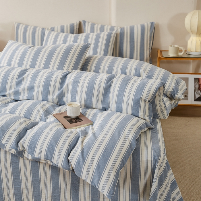 91家纺网 家纺一手货源 找家纺 九沐良品 2025新款全棉色织水洗棉四件套 拉斐尔-兰