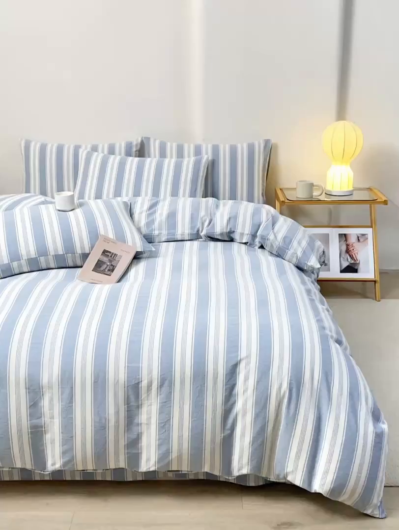 91家纺网 家纺一手货源 找家纺 九沐良品 2025新款全棉色织水洗棉四件套 拉斐尔-兰