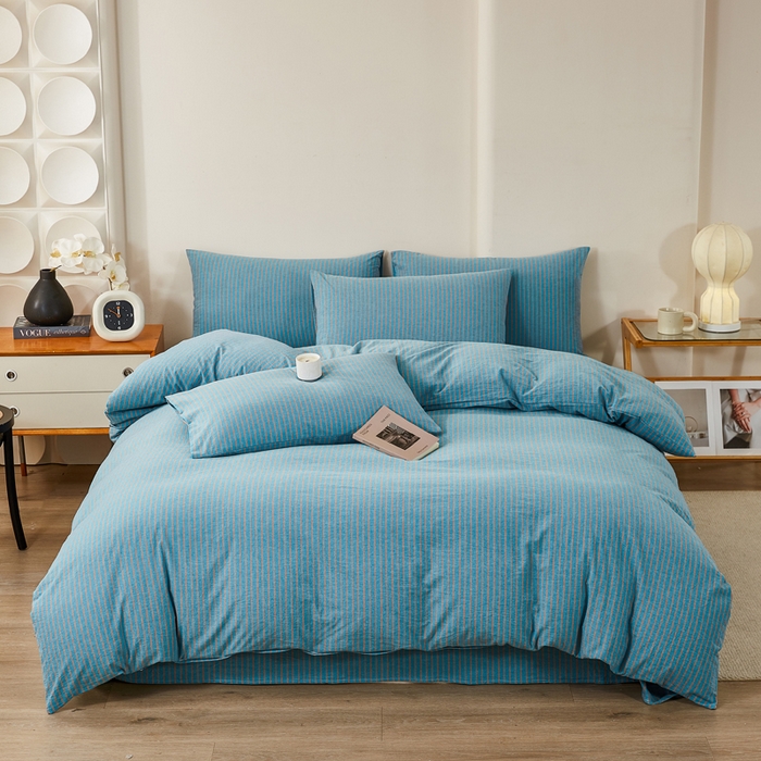 九沐良品 2025新款全棉色织水洗棉四件套 维克多兰