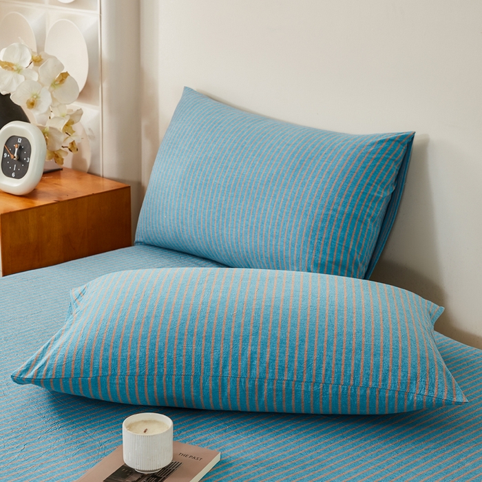 91家纺网 家纺一手货源 找家纺 九沐良品 2025新款全棉色织水洗棉四件套 维克多兰