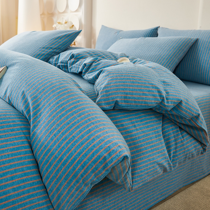 91家纺网 家纺一手货源 找家纺 九沐良品 2025新款全棉色织水洗棉四件套 维克多兰