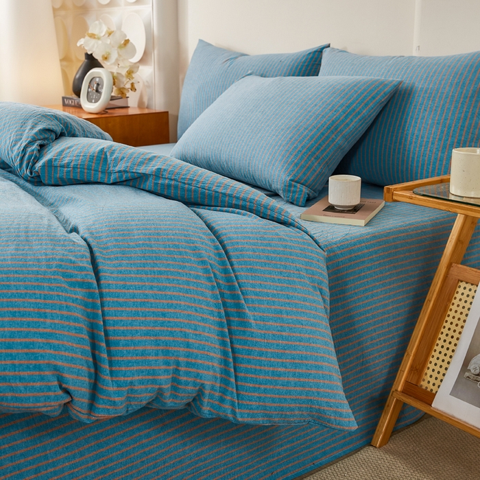 91家纺网 家纺一手货源 找家纺 九沐良品 2025新款全棉色织水洗棉四件套 维克多兰