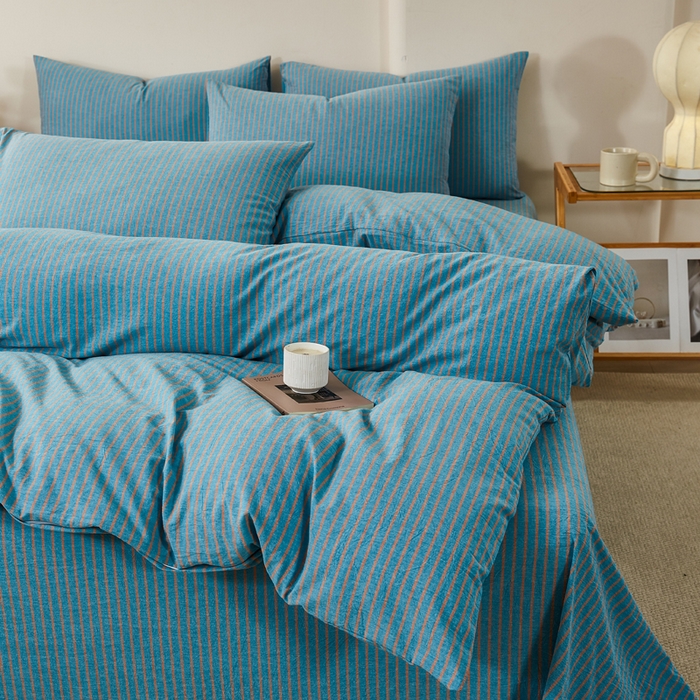 91家纺网 家纺一手货源 找家纺 九沐良品 2025新款全棉色织水洗棉四件套 维克多兰