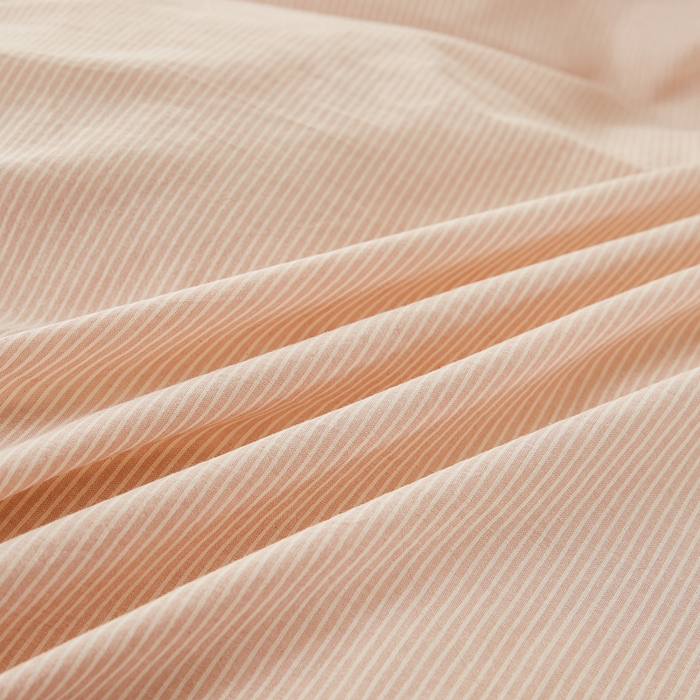 91家纺网 家纺一手货源 找家纺 九沐良品 2025新款全棉色织水洗棉四件套 细条纹-豆沙