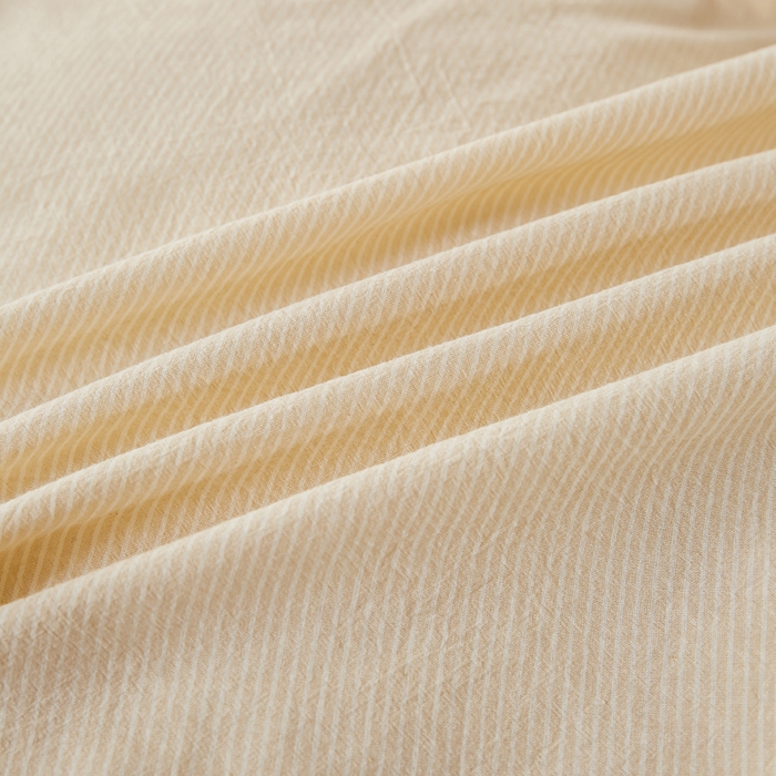 91家纺网 家纺一手货源 找家纺 九沐良品 2025新款全棉色织水洗棉四件套 细条纹-米色