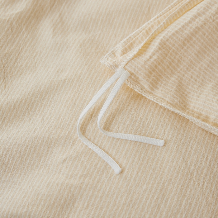 91家纺网 家纺一手货源 找家纺 九沐良品 2025新款全棉色织水洗棉四件套 细条纹-米色