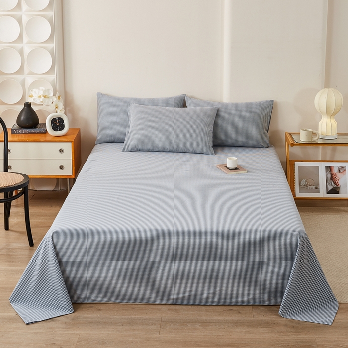 91家纺网 家纺一手货源 找家纺 润肤居 2025新款全棉色织水洗棉系列四件套 巴厘岛-蓝