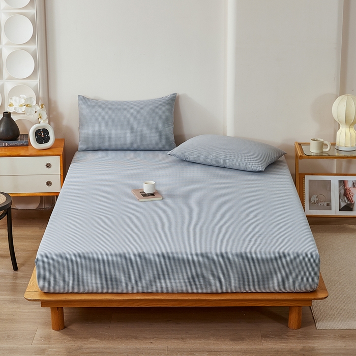 91家纺网 家纺一手货源 找家纺 润肤居 2025新款全棉色织水洗棉系列四件套 巴厘岛-蓝