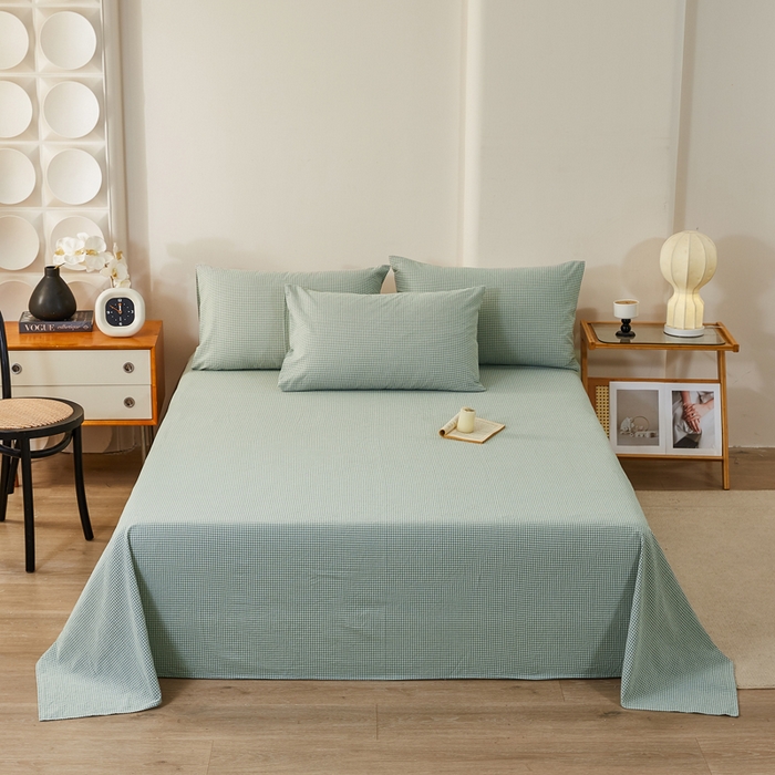 91家纺网 家纺一手货源 找家纺 润肤居 2025新款全棉色织水洗棉系列四件套 巴厘岛-绿