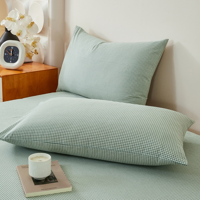 91家纺网 家纺一手货源 找家纺 润肤居 2025新款全棉色织水洗棉系列四件套 巴厘岛-绿