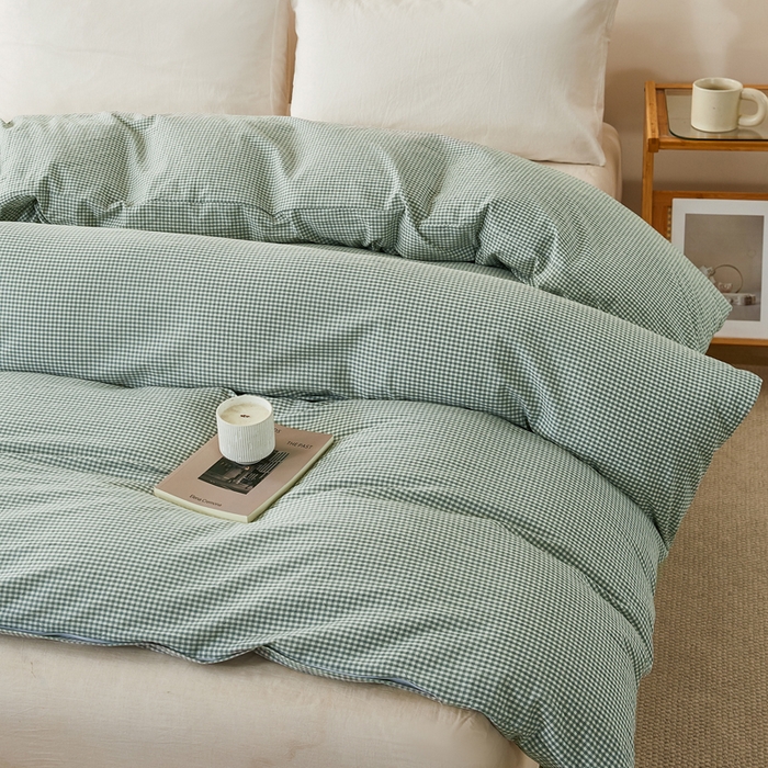 91家纺网 家纺一手货源 找家纺 润肤居 2025新款全棉色织水洗棉系列四件套 巴厘岛-绿