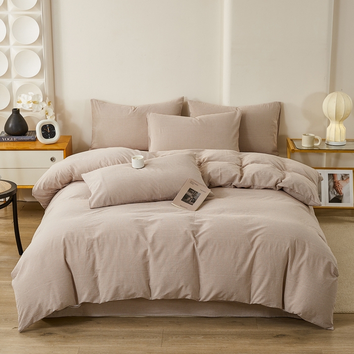 91家纺网 家纺一手货源 找家纺 润肤居 2025新款全棉色织水洗棉系列四件套 巴厘岛-米