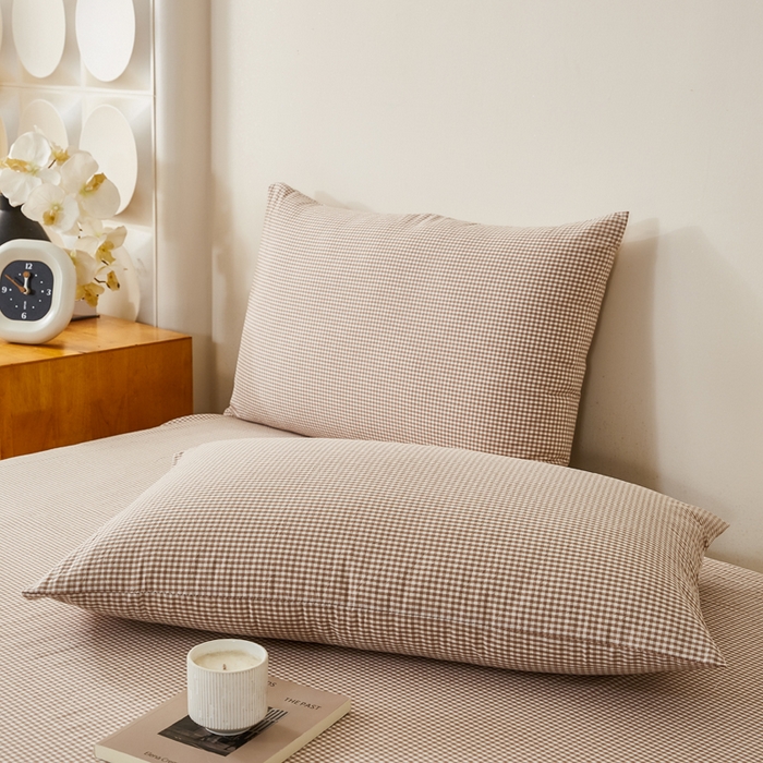 91家纺网 家纺一手货源 找家纺 润肤居 2025新款全棉色织水洗棉系列四件套 巴厘岛-米