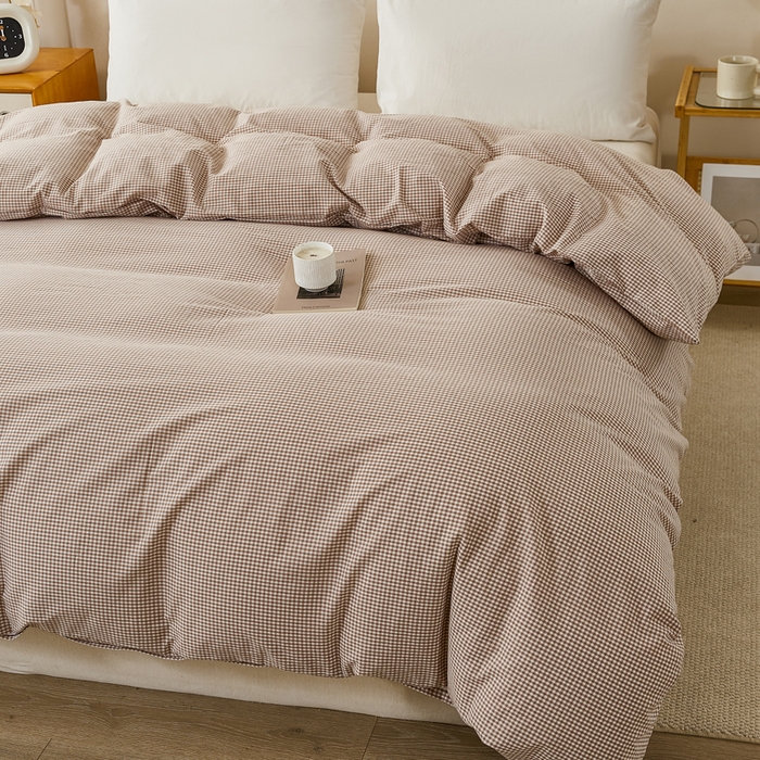 91家纺网 家纺一手货源 找家纺 润肤居 2025新款全棉色织水洗棉系列四件套 巴厘岛-米