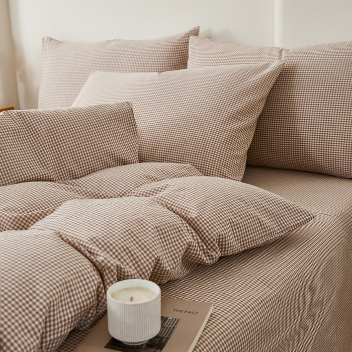 91家纺网 家纺一手货源 找家纺 润肤居 2025新款全棉色织水洗棉系列四件套 巴厘岛-米