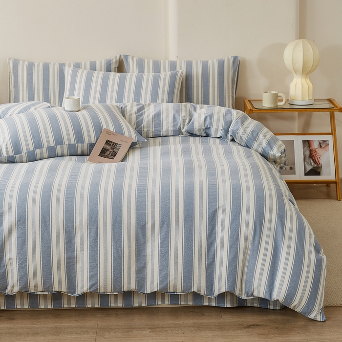 91家纺网 家纺一手货源 找家纺 润肤居 2025新款全棉色织水洗棉系列四件套 拉斐尔-兰