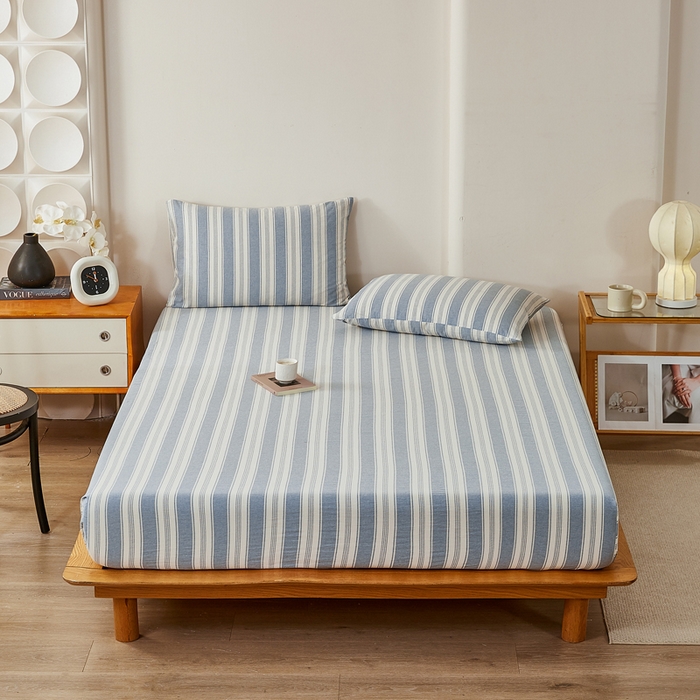 91家纺网 家纺一手货源 找家纺 润肤居 2025新款全棉色织水洗棉系列四件套 拉斐尔-兰