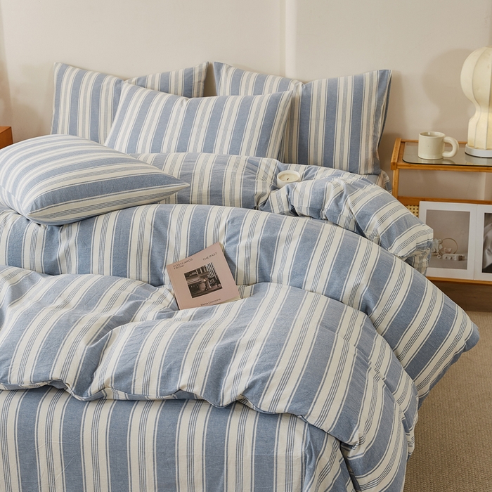 91家纺网 家纺一手货源 找家纺 润肤居 2025新款全棉色织水洗棉系列四件套 拉斐尔-兰