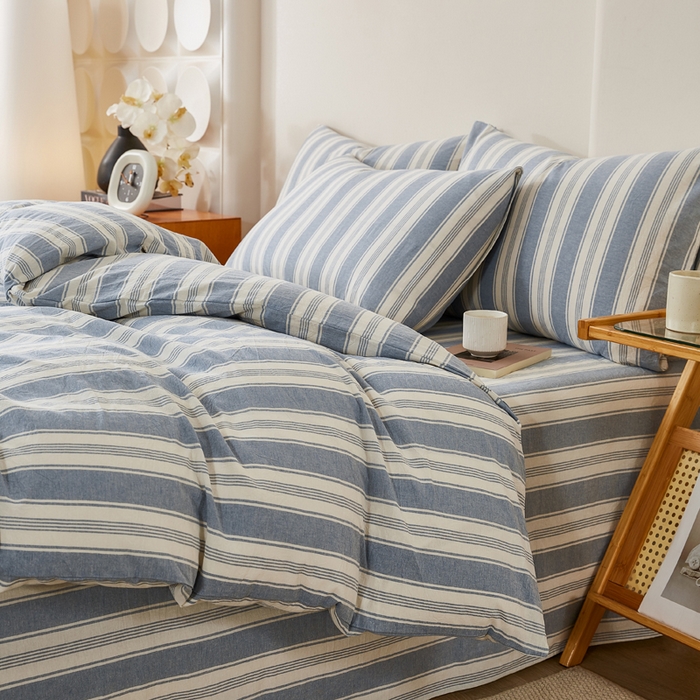 91家纺网 家纺一手货源 找家纺 润肤居 2025新款全棉色织水洗棉系列四件套 拉斐尔-兰