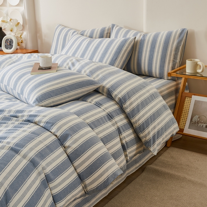 91家纺网 家纺一手货源 找家纺 润肤居 2025新款全棉色织水洗棉系列四件套 拉斐尔-兰