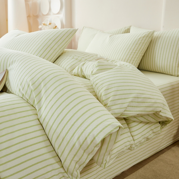 润肤居 2025新款全棉色织水洗棉系列四件套 青春-绿