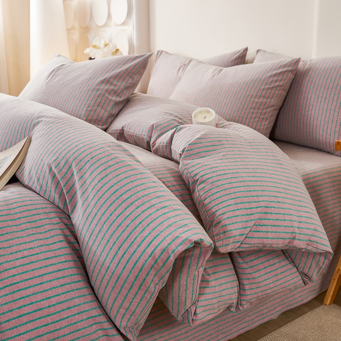 润肤居 2025新款全棉色织水洗棉系列四件套 维克多粉