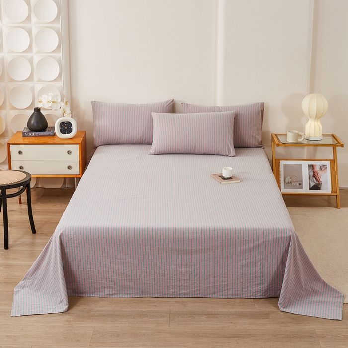 91家纺网 家纺一手货源 找家纺 润肤居 2025新款全棉色织水洗棉系列四件套 维克多粉