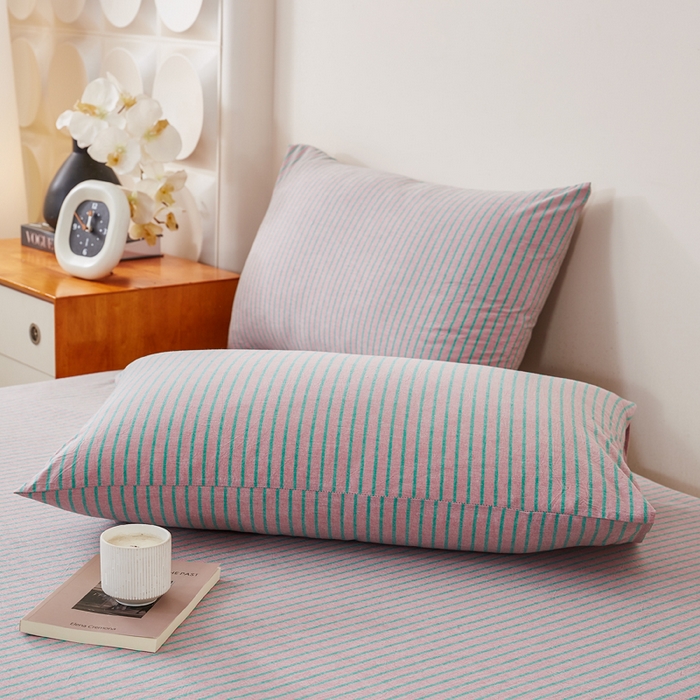 91家纺网 家纺一手货源 找家纺 润肤居 2025新款全棉色织水洗棉系列四件套 维克多粉