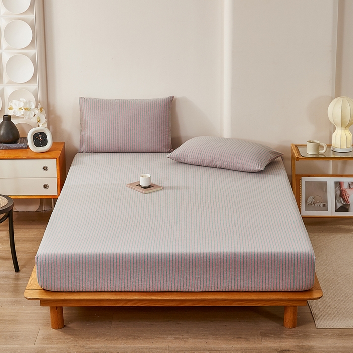 91家纺网 家纺一手货源 找家纺 润肤居 2025新款全棉色织水洗棉系列四件套 维克多粉