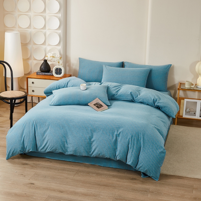 91家纺网 家纺一手货源 找家纺 润肤居 2025新款全棉色织水洗棉系列四件套 维克多兰