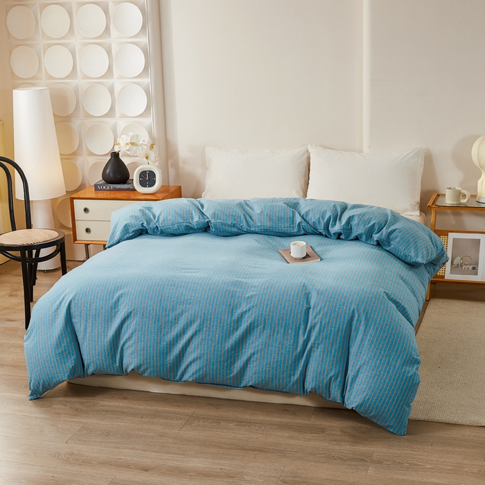 91家纺网 家纺一手货源 找家纺 润肤居 2025新款全棉色织水洗棉系列四件套 维克多兰