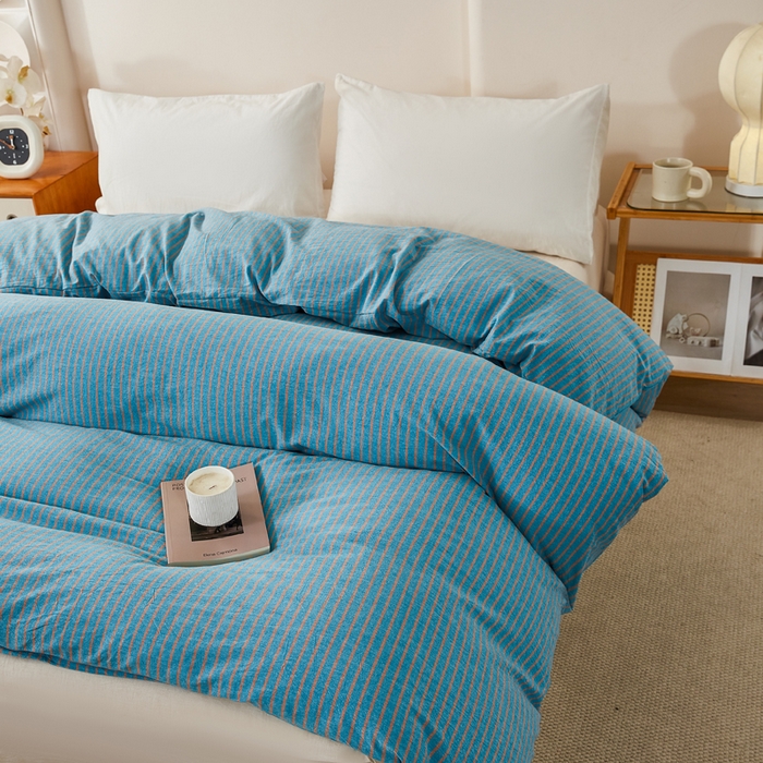 91家纺网 家纺一手货源 找家纺 润肤居 2025新款全棉色织水洗棉系列四件套 维克多兰