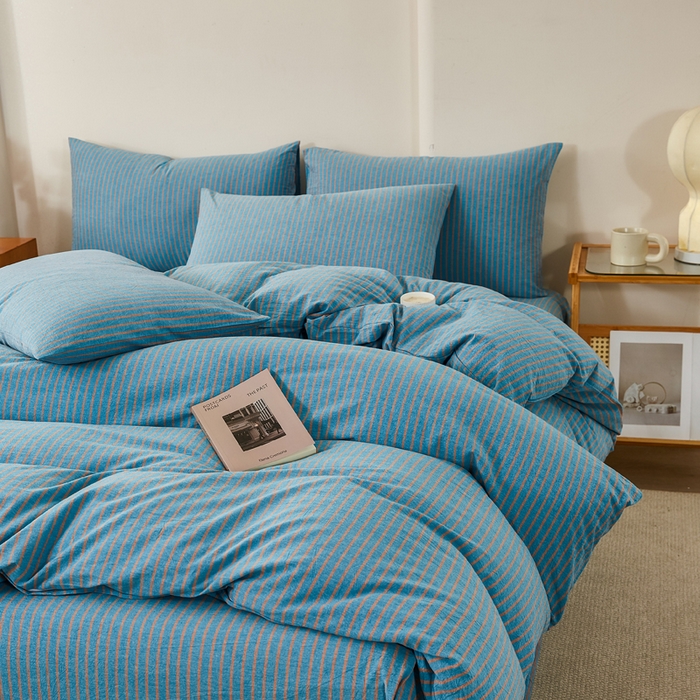 91家纺网 家纺一手货源 找家纺 润肤居 2025新款全棉色织水洗棉系列四件套 维克多兰