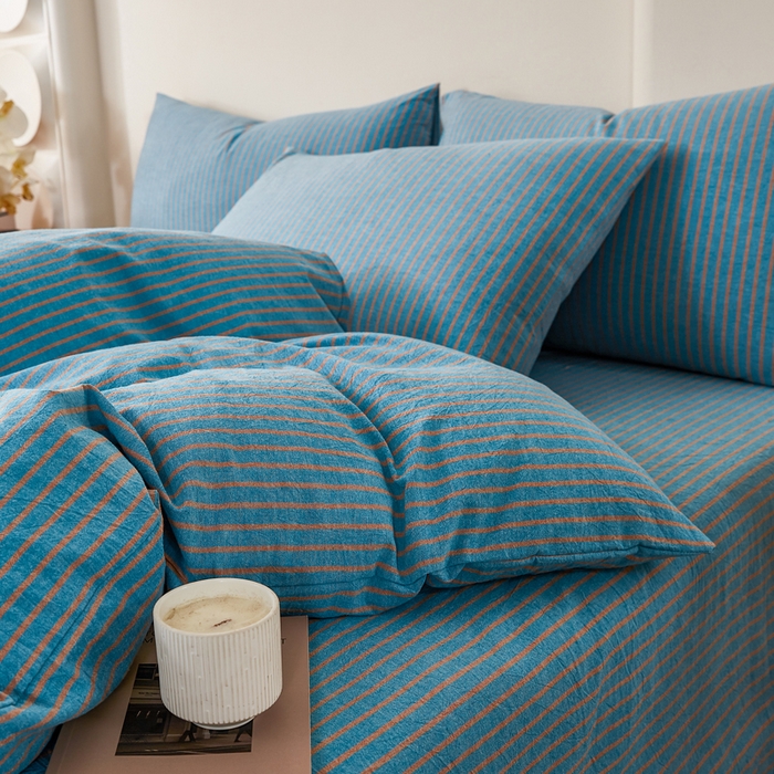 91家纺网 家纺一手货源 找家纺 润肤居 2025新款全棉色织水洗棉系列四件套 维克多兰