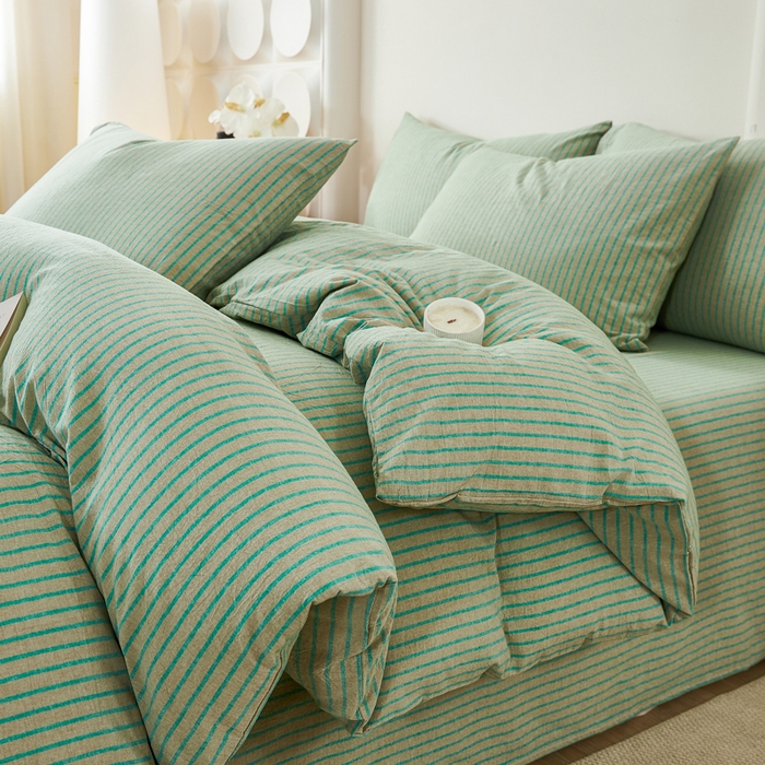 润肤居 2025新款全棉色织水洗棉系列四件套 维克多绿