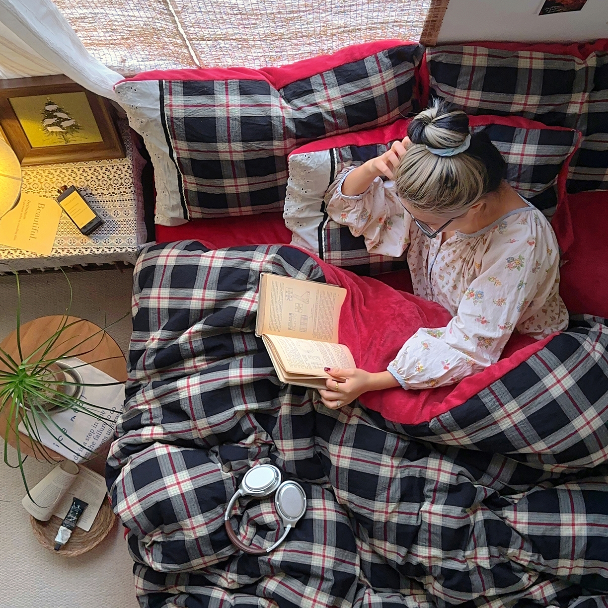 91家纺网 家纺一手货源 找家纺 （总）花漾家居 2025新款无印风格条全棉纯棉色织水洗棉拼牛奶绒套件学生宿舍被套三件套四件套