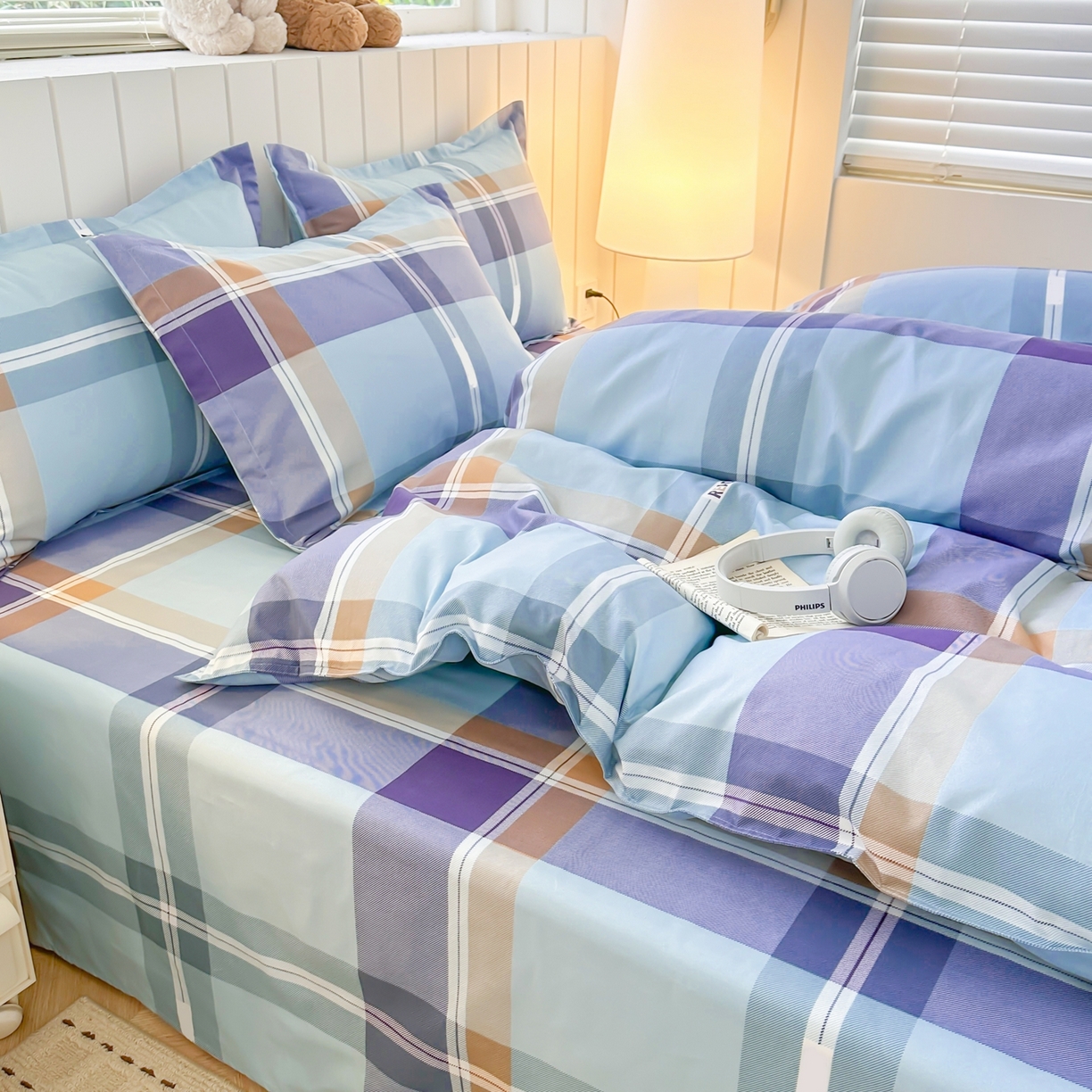 91家纺网 家纺一手货源 找家纺 简冠家纺 2025新款印花植物羊绒磨毛四件套 彩韵