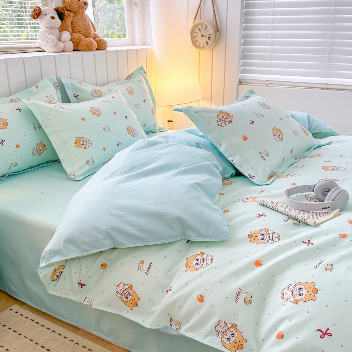 91家纺网 家纺一手货源 找家纺 简冠家纺 2025新款印花植物羊绒磨毛四件套 调皮萌宠