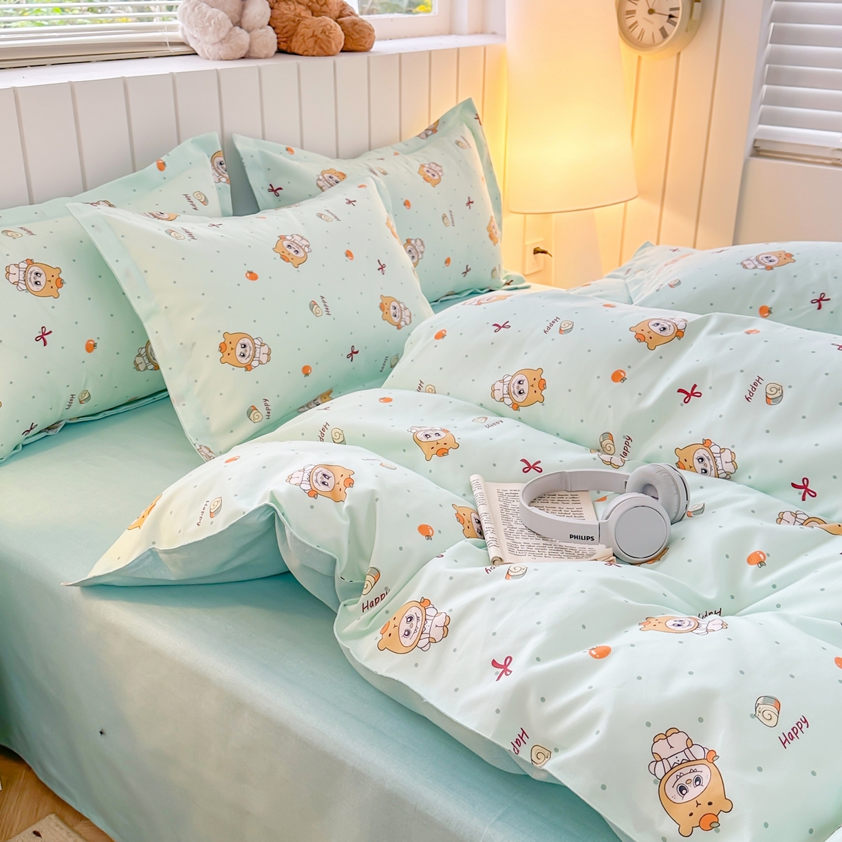 91家纺网 家纺一手货源 找家纺 简冠家纺 2025新款印花植物羊绒磨毛四件套 调皮萌宠