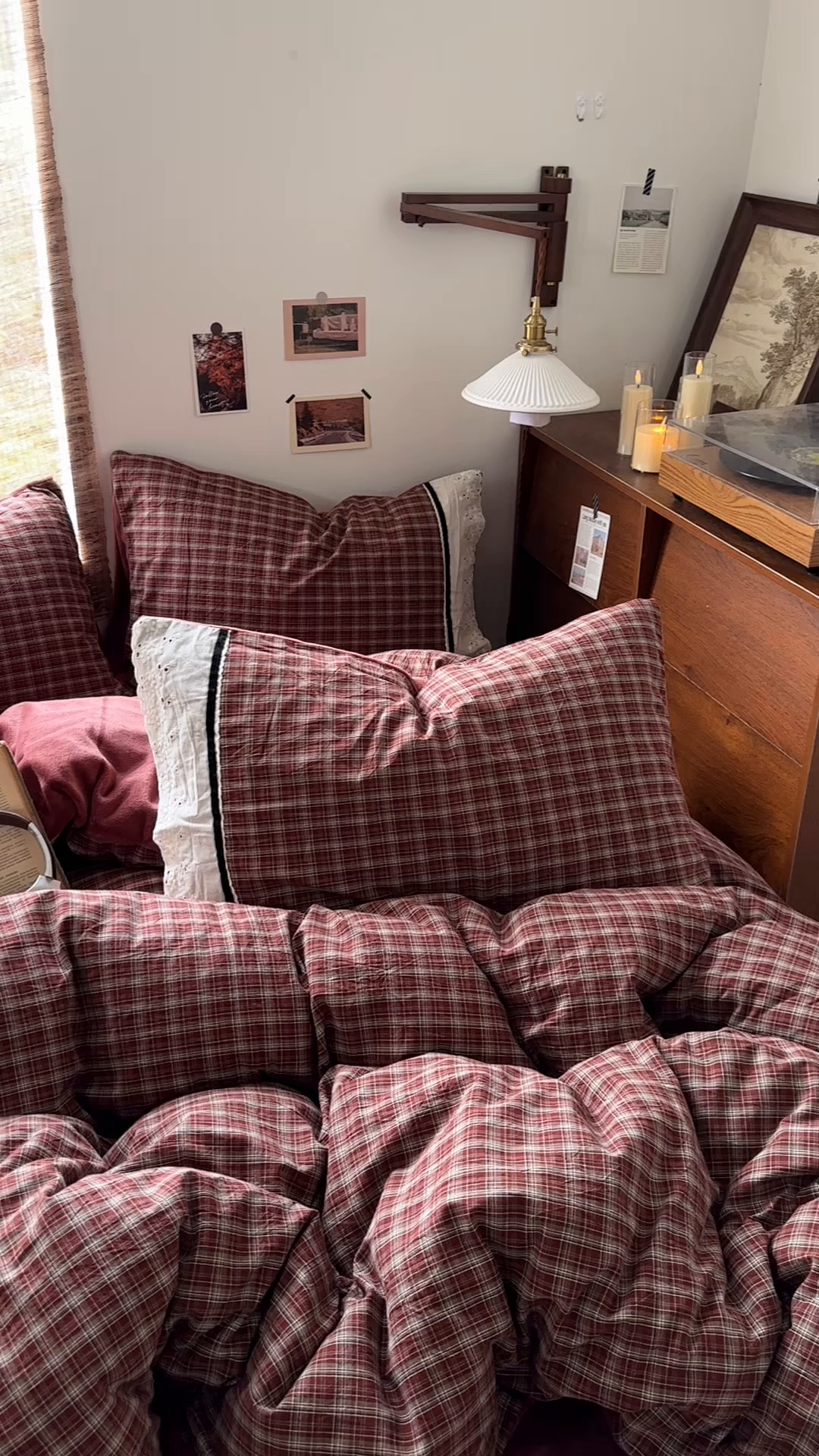 91家纺网 家纺一手货源 找家纺 花漾家居 2025新款无印风格条全棉纯棉色织水洗棉拼牛奶绒套件学生宿舍被套三件套四件套 北辰红