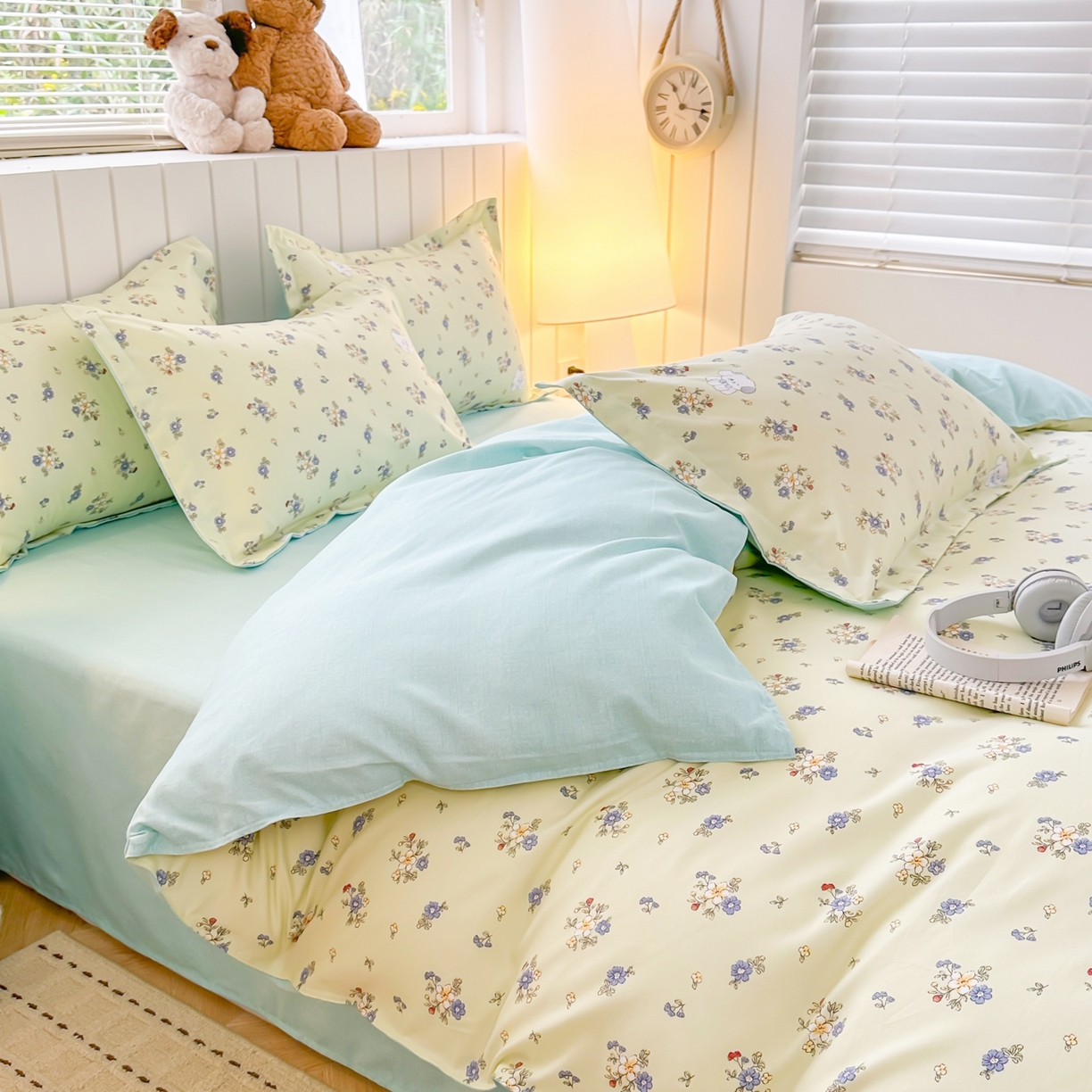 91家纺网 家纺一手货源 找家纺 简冠家纺 2025新款印花植物羊绒磨毛四件套 嘟嘟宝贝-黄