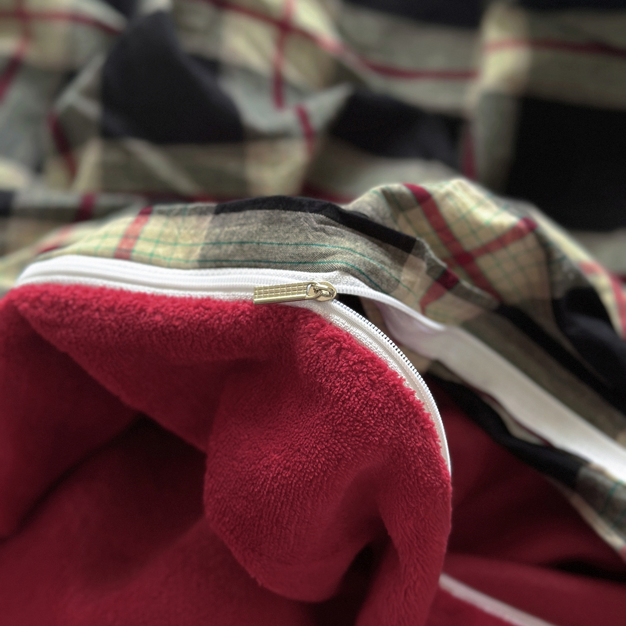 91家纺网 家纺一手货源 找家纺 花漾家居 2025新款无印风格条全棉纯棉色织水洗棉拼牛奶绒套件学生宿舍被套三件套四件套 木槿