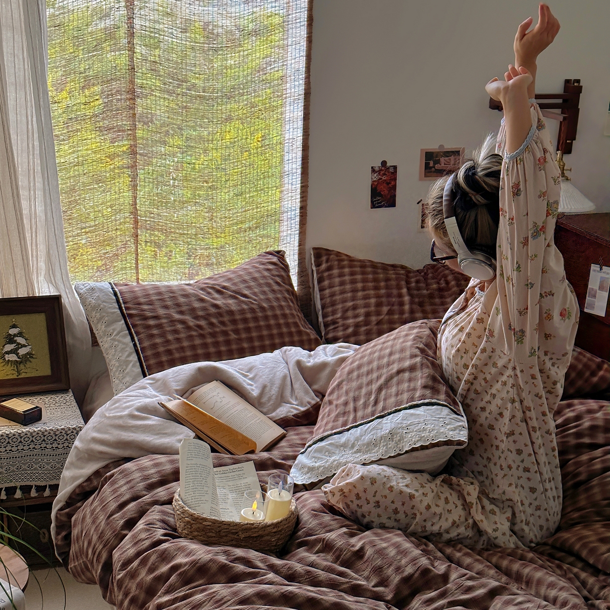 91家纺网 家纺一手货源 找家纺 花漾家居 2025新款无印风格条全棉纯棉色织水洗棉拼牛奶绒套件学生宿舍被套三件套四件套 奶茶可可