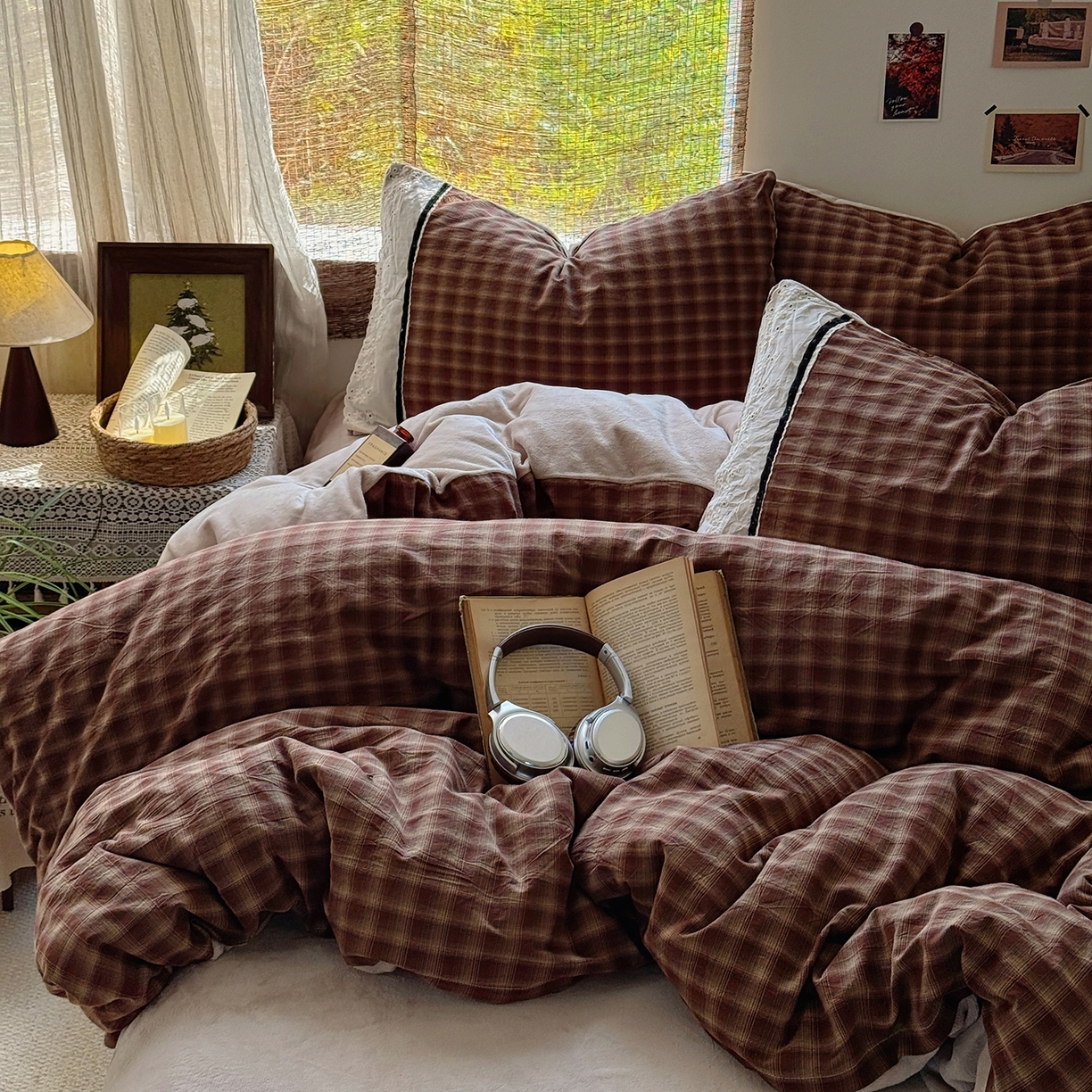 91家纺网 家纺一手货源 找家纺 花漾家居 2025新款无印风格条全棉纯棉色织水洗棉拼牛奶绒套件学生宿舍被套三件套四件套 奶茶可可