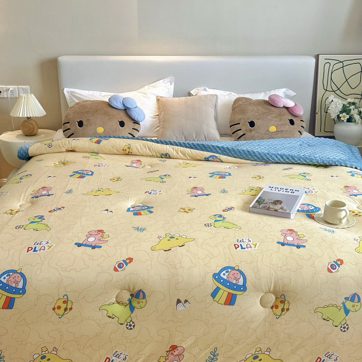 91家纺网 家纺一手货源 找家纺 （总）兜米家居 2025新品秋冬母婴针织豆豆绒被纯手工包边卡通立体豆豆绒保暖被子被芯