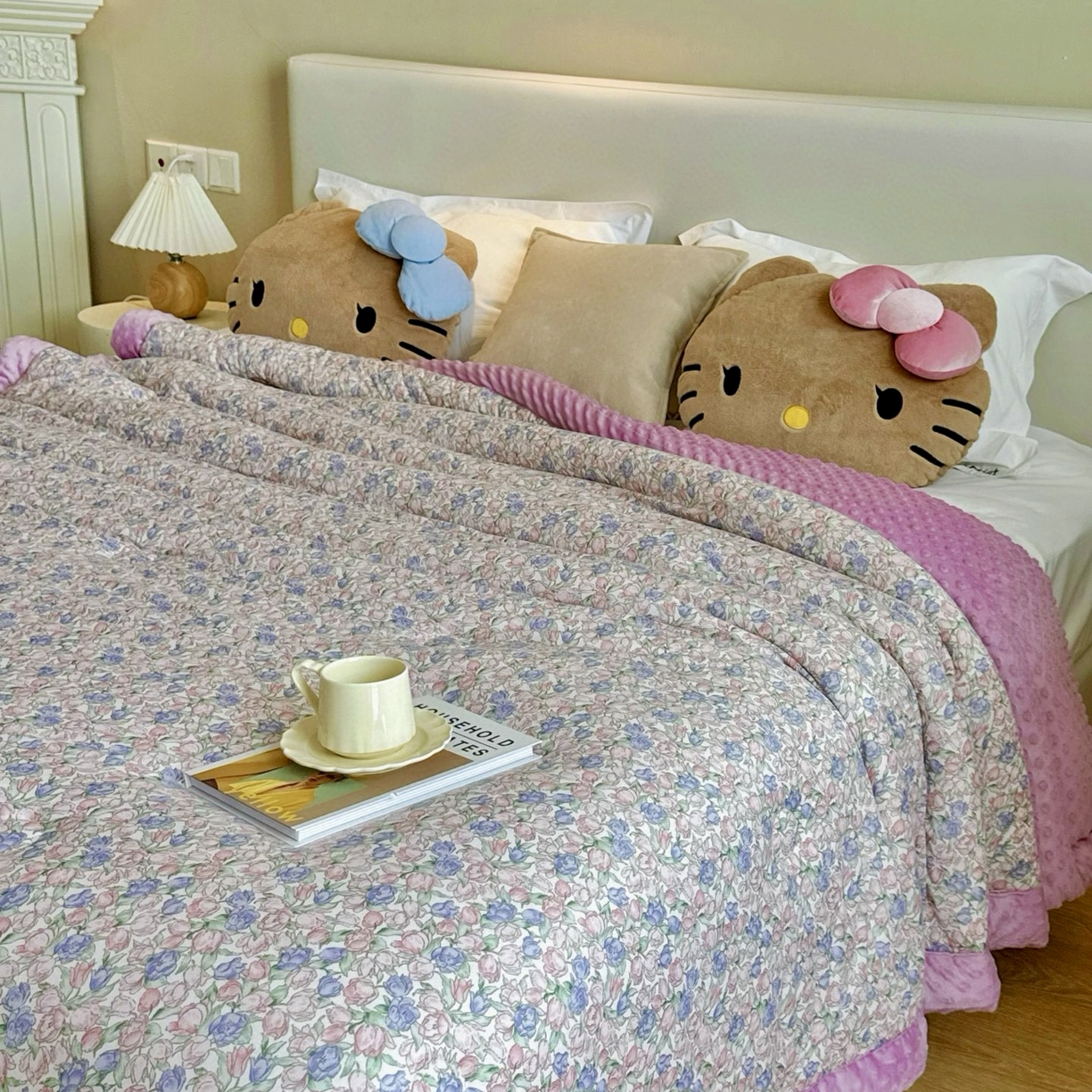 91家纺网 家纺一手货源 找家纺 兜米家居 2025新品秋冬母婴针织豆豆绒被纯手工包边卡通立体豆豆绒保暖被子被芯 花海