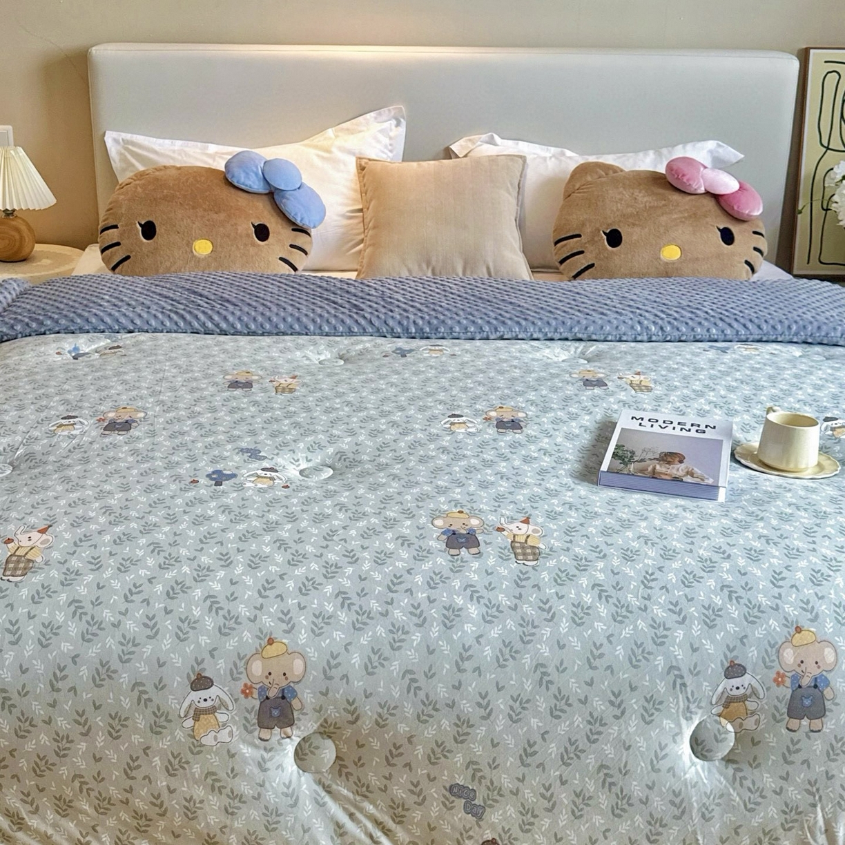 91家纺网 家纺一手货源 找家纺 兜米家居 2025新品秋冬母婴针织豆豆绒被纯手工包边卡通立体豆豆绒保暖被子被芯 花小象