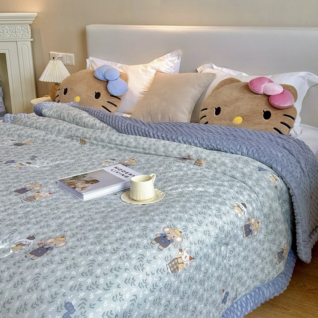 91家纺网 家纺一手货源 找家纺 兜米家居 2025新品秋冬母婴针织豆豆绒被纯手工包边卡通立体豆豆绒保暖被子被芯 花小象