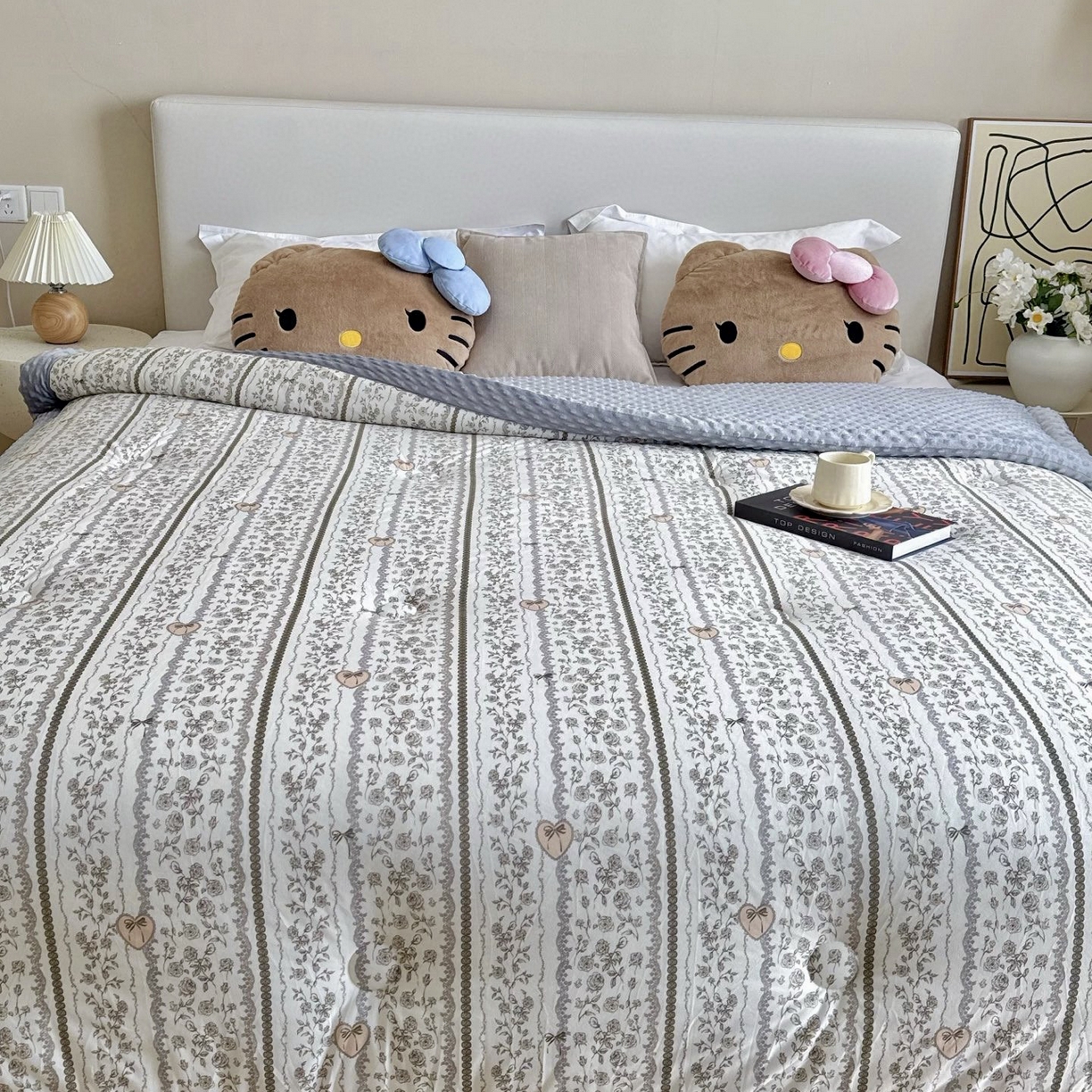 91家纺网 家纺一手货源 找家纺 兜米家居 2025新品秋冬母婴针织豆豆绒被纯手工包边卡通立体豆豆绒保暖被子被芯 幻境